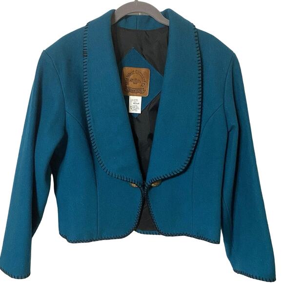 Vintage Mid-West Garment Co Teal Cropped Western-Style Bolero Jacket Medium - Picture 2 of 10